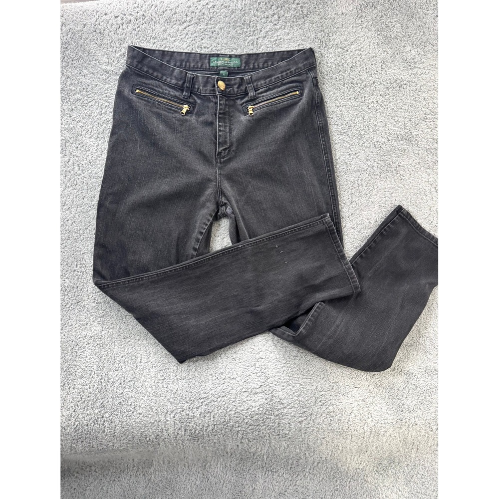 LRL Lauren Ralph Lauren pant women 10 black preppy vintage denim straight